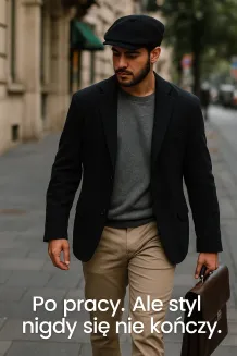 Kaszkiet Męski Granatowy Polar Fashion K272E Styl Peaky Blinders Shelby - 7