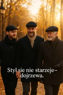 Modny Ciepły kaszkiet męski granatowy w jodełkę z wełną K280B Polar Fashion - 6