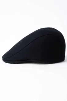 Modny Ciepły kaszkiet męski granatowy w jodełkę z wełną K280B Polar Fashion - 2