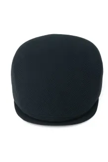 Modny Ciepły kaszkiet męski granatowy w jodełkę z wełną K280B Polar Fashion - 3