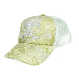 K12D Zielona pluszowa czapka bejsbolówka