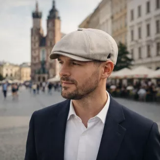 Kaszkiet Męski Gazeciarz Beżowy Shelby Styl Peaky Blinders Letni  K308D - 3