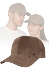 Skórzana Bejsbolówka Ocieplana Taupe K265B Unisex – Polar Fashion