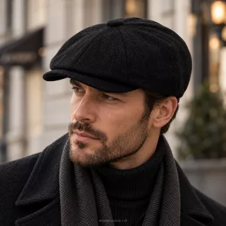 Kaszkiet Męski Ocieplany Gazeciarz Czarny Jodełka Peaky Blinders K283E - 5