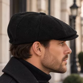 Kaszkiet Męski Ocieplany Gazeciarz Czarny Jodełka Peaky Blinders K283E - 7
