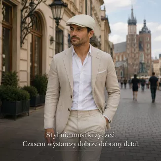 Kaszkiet Męski Ecru Kremowy Letnia Czapka Gazeciarz Peaky Blinders K313C - 2