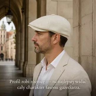 Kaszkiet Męski Ecru Kremowy Letnia Czapka Gazeciarz Peaky Blinders K313C - 8