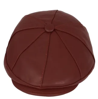 Skórzany kaszkiet Polar Fashion K233E – ceglany, unisex, ocieplany, 57–60 cm - 4