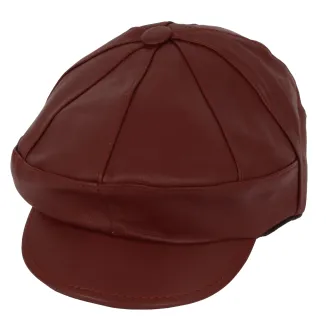 Skórzany kaszkiet Polar Fashion K233E – ceglany, unisex, ocieplany, 57–60 cm - 5