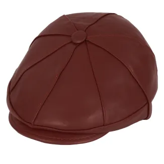 Skórzany kaszkiet Polar Fashion K233E – ceglany, unisex, ocieplany, 57–60 cm - 2