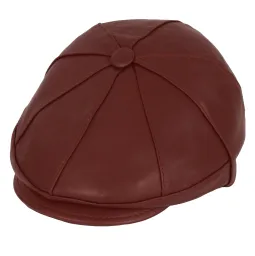 Skórzany kaszkiet Polar Fashion K233E – ceglany, unisex, ocieplany, 57–60 cm