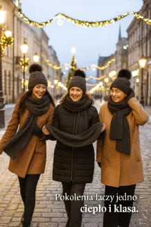 Ciepły Zestaw Damski Czarny W362DK – Czapka i Szal Dzianinowy Polar Fashion - 8