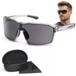Męskie Okulary Sportowe Szare Transparentne PC UV400 Solano SP60025D