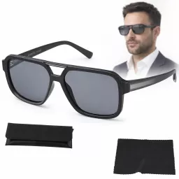 Okulary polaryzacyjne męskie matowe czarne dla kierowców Solano SS21102C
