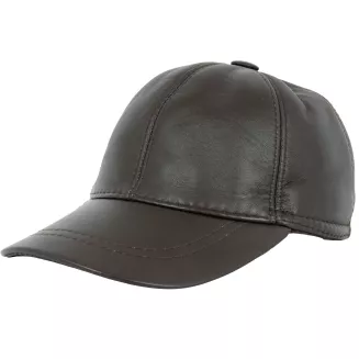 Skórzana czapka bejsbolówka męska brązowa z osłoną uszu K298B Polar Fashion - 3