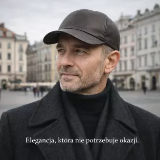 Skórzana czapka bejsbolówka męska brązowa z osłoną uszu K298B Polar Fashion - 8