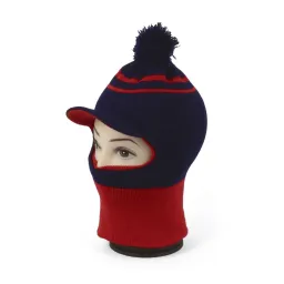 W217A Navy-Red Hat Balaclava Winter Knitted Warm Children'S