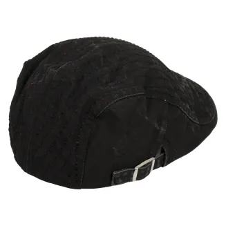 Czarny Kaszkiet Męski Bawełniany z Regulacją K188C PolarFashion - 3