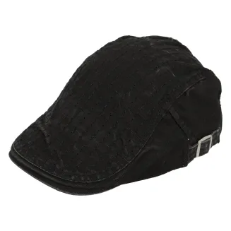 Czarny Kaszkiet Męski Bawełniany z Regulacją K188C PolarFashion - 2