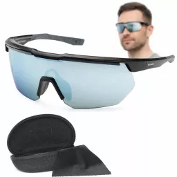 Rowerowe biegowe sportowe okulary UV400 Mirror Silver Solano SP60030A