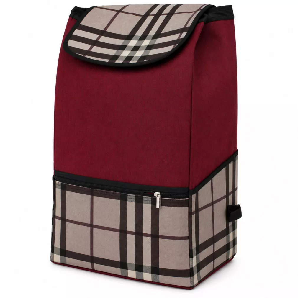 Torba zakupowa do wózka na kółkach WZ514AT 40L Wodoodporna Czerwono Beżowa