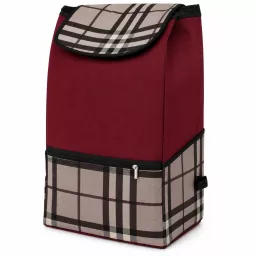 Torba zakupowa do wózka na kółkach WZ514AT 40L Wodoodporna Czerwono Beżowa