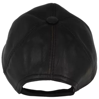 Czarna skórzana bejsbolówka ocieplana uniseks  – Polar Fashion K299B - 3