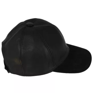 Czarna skórzana bejsbolówka ocieplana uniseks  – Polar Fashion K299B - 4