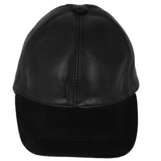 Czarna skórzana bejsbolówka ocieplana uniseks  – Polar Fashion K299B - 5