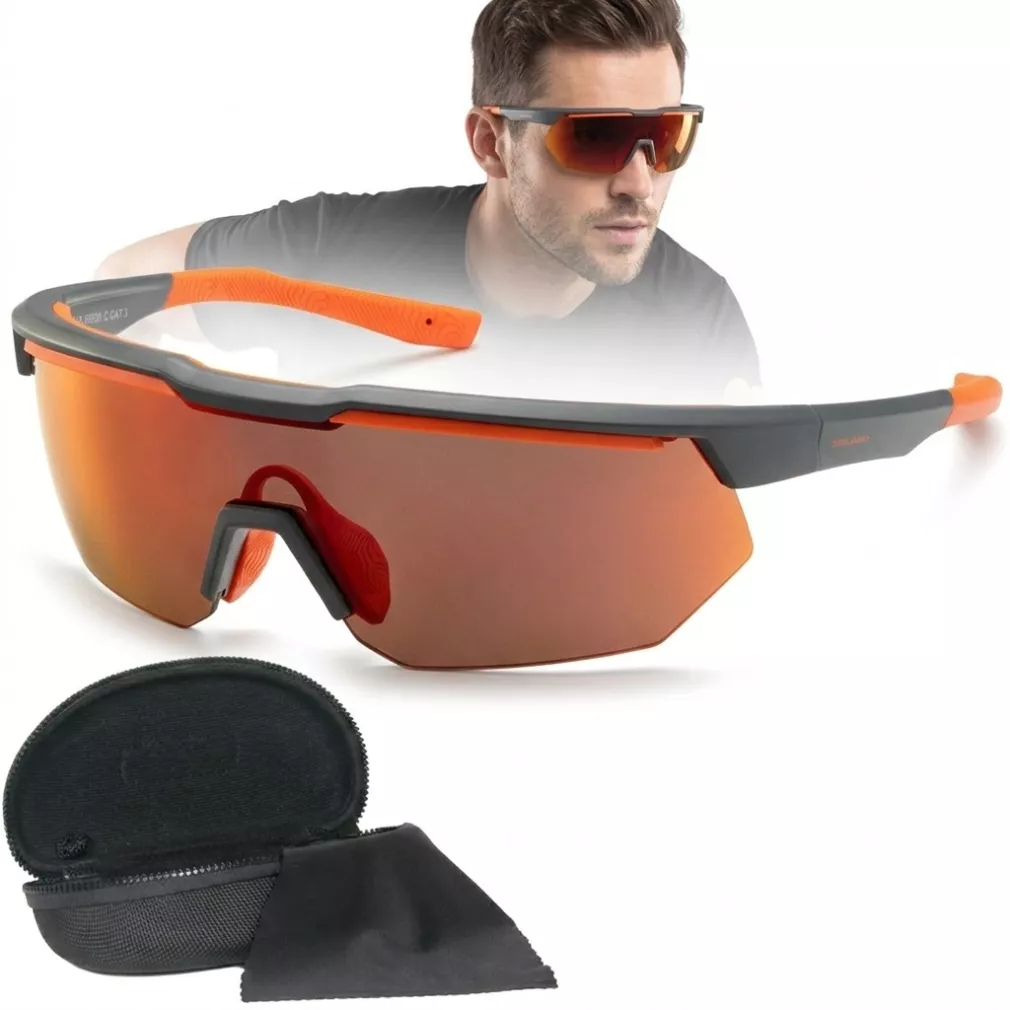 Okulary Sportowe do Trekkingu Roweru Męskie Szaro Pomarańczowe Solano SP60030C