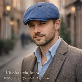 Peaky Blinders Kaszkiet męski jeansowy gazeciarz Polar Fashion K302A 57-61 - 7