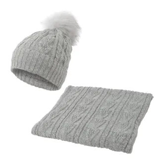 W362Ck Grey Haker Women'S Winter Set Knitted Hat With Scarf - 5