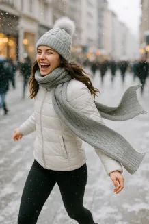 W362Ck Grey Haker Women'S Winter Set Knitted Hat With Scarf - 7