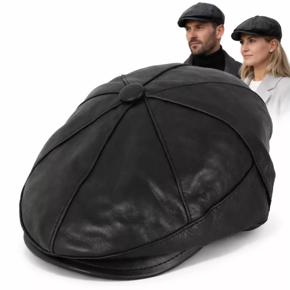 Kaszkiet unisex skórzany K233A czarny – ponadczasowy styl i elegancja | Polar Fashion