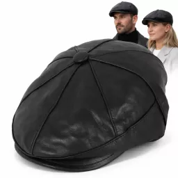 Kaszkiet unisex skórzany K233A czarny – ponadczasowy styl i elegancja | Polar Fashion