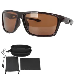 P8098C2 Brązowe Błyszczące Męskie Okulary Polaryzacyjne UV400 Sport Auto