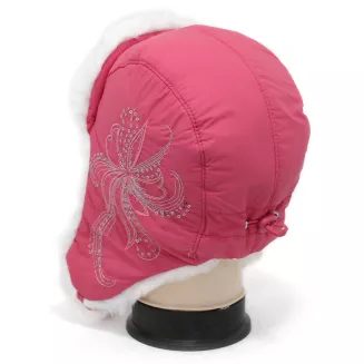 Czerwona Ciepła dziecięca czapka uszatka Zimowa pilotka W146B - 6