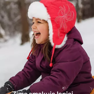 Czerwona Ciepła dziecięca czapka uszatka Zimowa pilotka W146B - 5