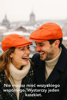 Skórzany kaszkiet unisex K233C – pomarańczowy, ocieplany, od Polar Fashion - 9