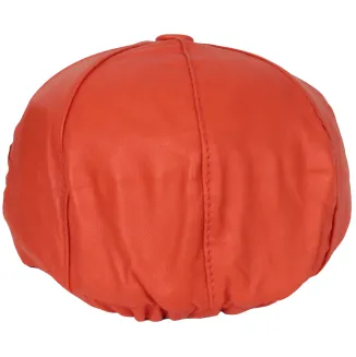 Skórzany kaszkiet unisex K233C – pomarańczowy, ocieplany, od Polar Fashion - 5