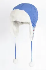 Zimowa czapka uszatka W143F dziecięca niebieska z reniferem do Polar Fashion