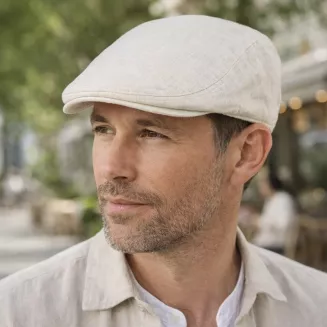 Kaszkiet męski bawełniany beżowy flat cap letni czapka K306A 57-59 cm lekki - 5