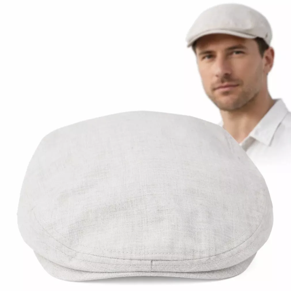 Kaszkiet męski bawełniany beżowy flat cap letni czapka K306A 57-59 cm lekki