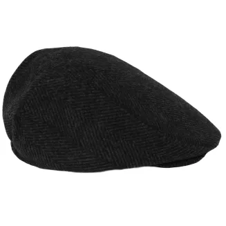 Kaszkiet Męski Grafitowo-Czarny Jodełka Ocieplany z Wełną Flat Cap K318F - 4