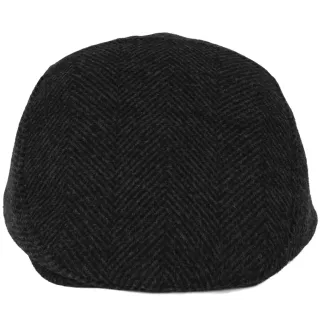 Kaszkiet Męski Grafitowo-Czarny Jodełka Ocieplany z Wełną Flat Cap K318F - 6