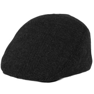 Kaszkiet Męski Grafitowo-Czarny Jodełka Ocieplany z Wełną Flat Cap K318F - 5