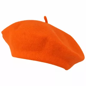 Beret Damski Pomarańczowy Wełniany 100% Wełna Klasyczny Elegancki W340Z - 3