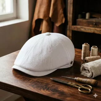 Kaszkiet Męski Peaky Blinders Shelby K268 Biały 100% Bawełna Premium Retro - 6