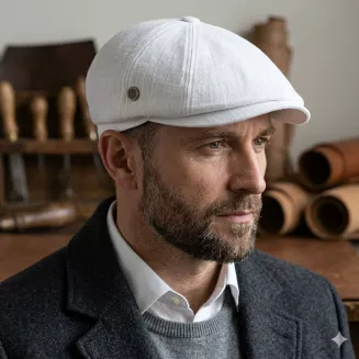 Kaszkiet Męski Peaky Blinders Shelby K268 Biały 100% Bawełna Premium Retro - 4