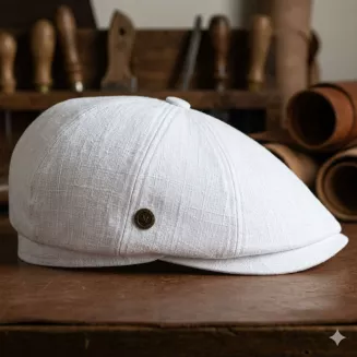 Kaszkiet Męski Peaky Blinders Shelby K268 Biały 100% Bawełna Premium Retro - 5